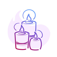 Line three candles spa for web social media design with flat spot for round highlights storys. Holiday celebration relaxation concept. Health care vector pictogram on isolated white background