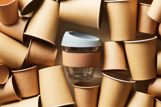 Reusable glass with paper cups