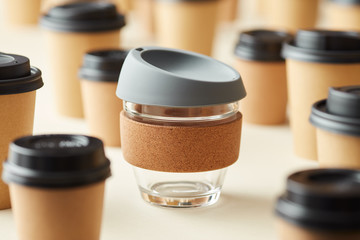 Sustainable glass cup with rubber lid