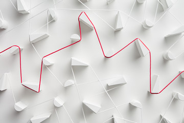 Red and white threads for connection