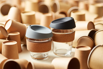 Reusable glass cups for coffee
