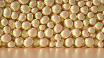Beautiful background with beads, particles and simulation. 3d illustration, 3d rendering.