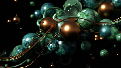 Beautiful, elegant, abstract background with metal and the texture of stone, marble and granite. 3d illustration, 3d rendering.