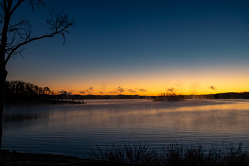 sunset over lake