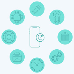 Phone with alarm clock vector icon sign symbol