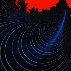 Red blue fractal burst arrangement