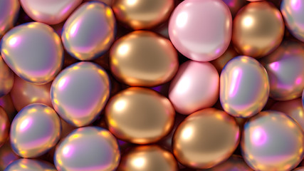 Beautiful background with beads, particles and simulation. 3d illustration, 3d rendering.