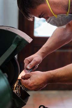 Skillful knife maker