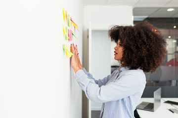 Beautiful afro woman working at office