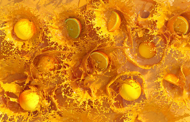 Oranges in fresh orange juice