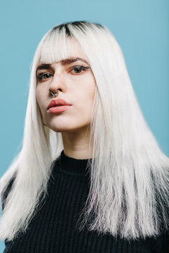 Attractive model looking at camera