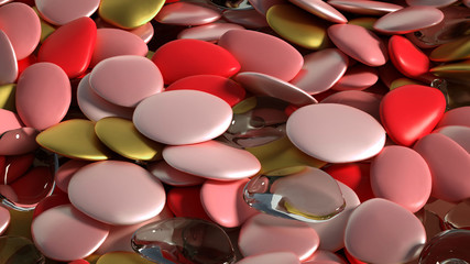 Beautiful background with beads, particles and simulation. 3d illustration, 3d rendering.