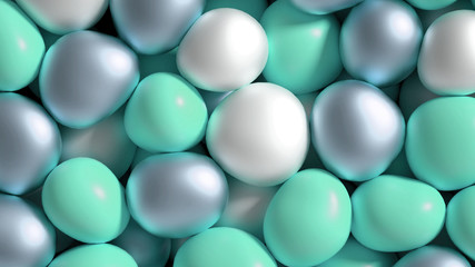 Beautiful background with beads, particles and simulation. 3d illustration, 3d rendering.