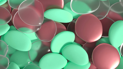 Beautiful background with beads, particles and simulation. 3d illustration, 3d rendering.