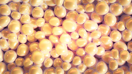 Beautiful background with beads, particles and simulation. 3d illustration, 3d rendering.