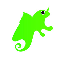 green iguana on white background