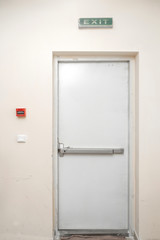 Fire exit door in condominium or apartment for emergency fire alarm Isolated on white