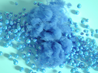 Beautiful background with beads, particles and simulation. 3d illustration, 3d rendering.