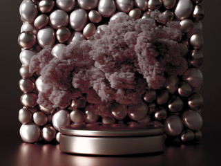Beautiful background with beads, particles and simulation. 3d illustration, 3d rendering.