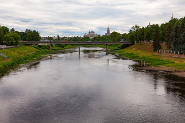 Fototapeta na wymiar Panoramic view of the old Russian city of Torzhok