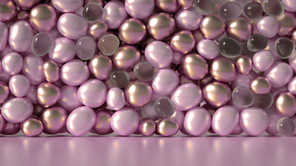 Beautiful background with beads, particles and simulation. 3d illustration, 3d rendering.