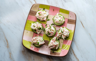 Seafood Salad Cucumber Slices