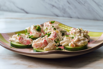 Seafood Salad Cucumber Slices