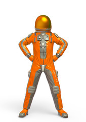 astronaut explorer power pose stand up in white background