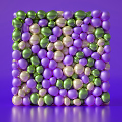 Beautiful background with beads, particles and simulation. 3d illustration, 3d rendering.