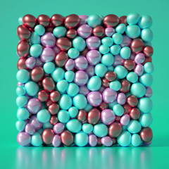 Beautiful background with beads, particles and simulation. 3d illustration, 3d rendering.