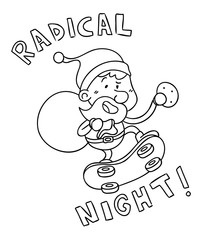 Radical Santa Riding a Skateboard