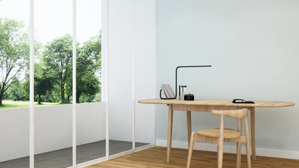 Workplace and forest view in home or hotel - 3D Rendering