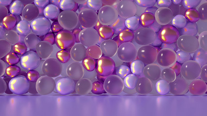 Beautiful background with beads, particles and simulation. 3d illustration, 3d rendering.