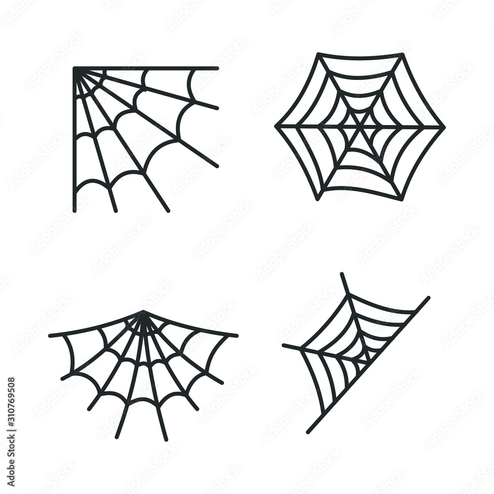 Poster Halloween spider web icon template color editable. venom cobweb symbol vector sign isolated on white background illustration for graphic and web design.