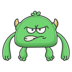 Angry green goblin cartoon monster