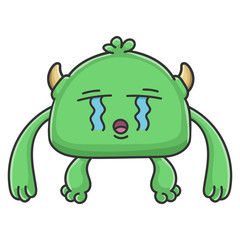 Crying green goblin cartoon monster