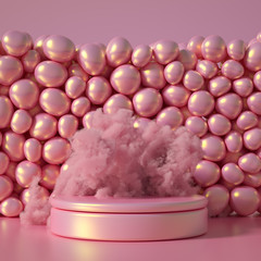 Beautiful background with beads, particles and simulation. 3d illustration, 3d rendering.