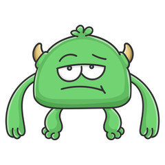 Bored green goblin cartoon monster