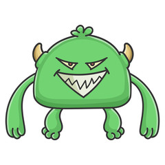 Evil green goblin cartoon monster