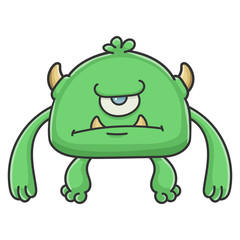 Angry green cyclops goblin cartoon monster