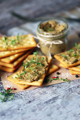 Delicious homemade pate. Selective focus. Macro.