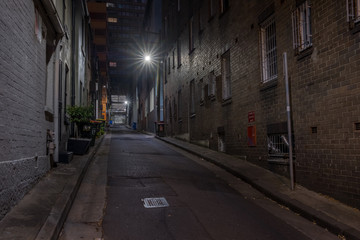 Fototapeta na wymiar old back street at night