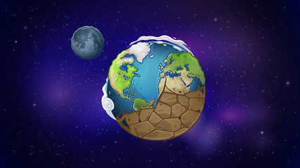 Planet Earth dries in space. Vector illustration
