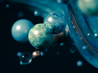 Beautiful, elegant, abstract background with metal and the texture of stone, marble and granite. 3d illustration, 3d rendering.