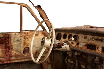 retro car on a white background