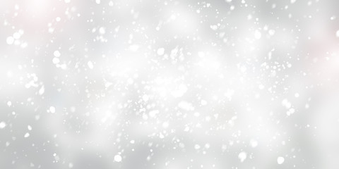 white and gray Christmas light with snowflake bokeh background, Winter backdrop wallpaper.