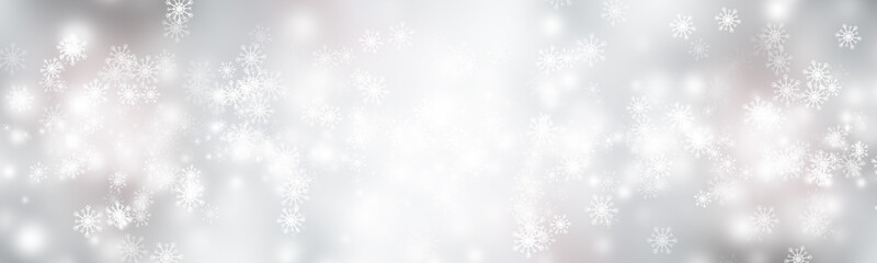 white and gray Christmas light with snowflake bokeh background, Winter backdrop wallpaper.