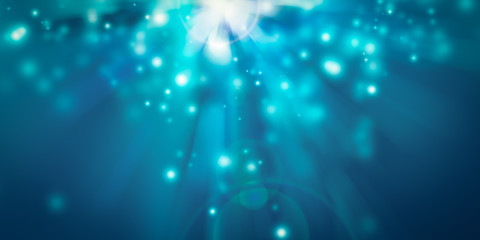 light on dark blue background. luxury magic backdrop wallpaper. Star light radiant rays on night Galaxy.