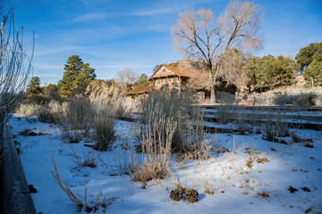 Sunny view of the Grand Canyon National Park train station