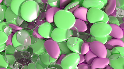 Beautiful background with beads, particles and simulation. 3d illustration, 3d rendering.